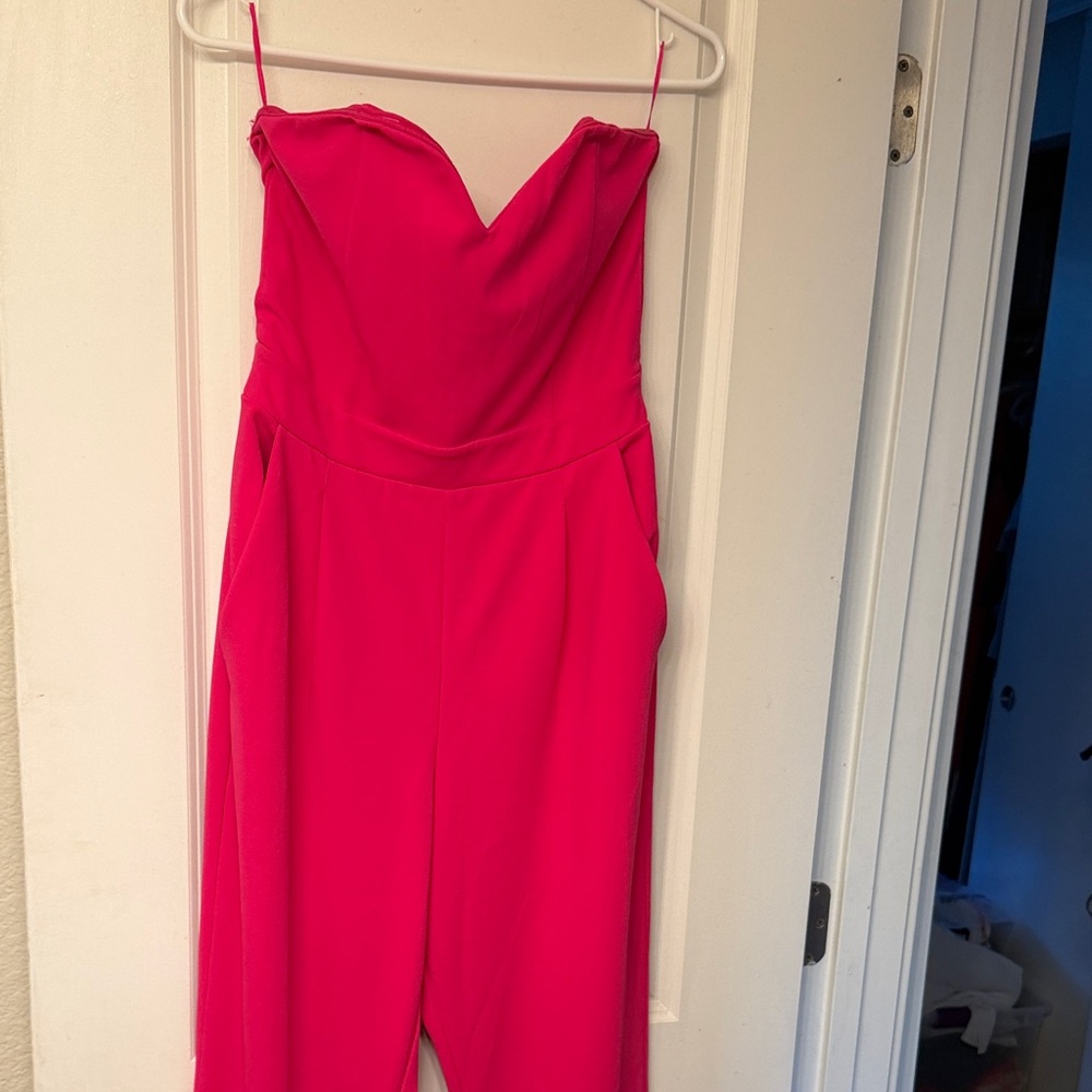 Strapless Hot Pink Women's Jumpsuit
